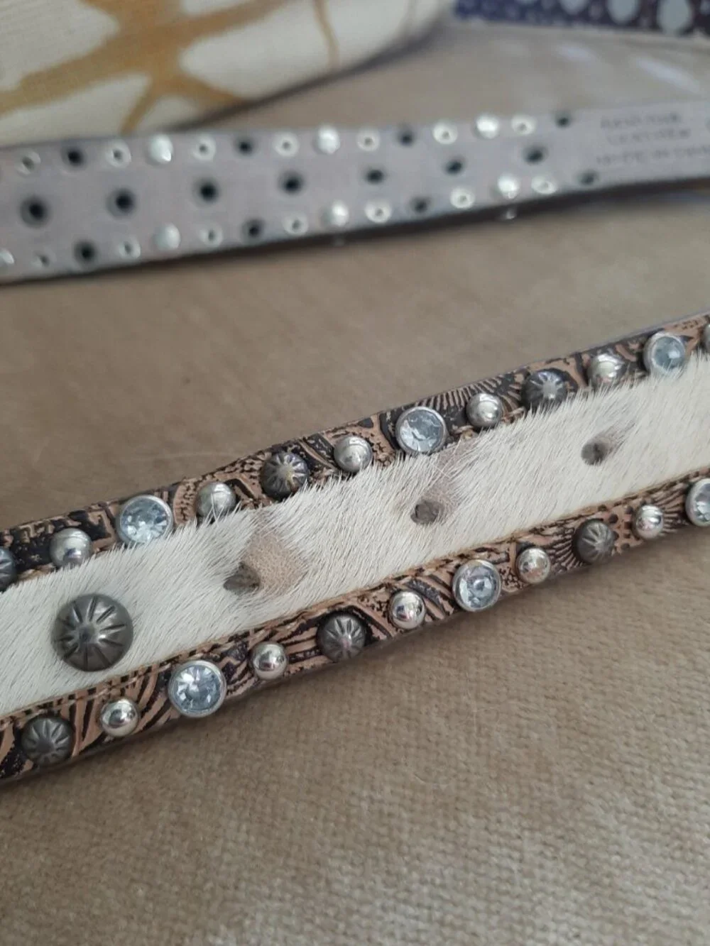 Angel ranch high end leather cow hide tlrhinwstonw Studded cowgirl belt Texas 30